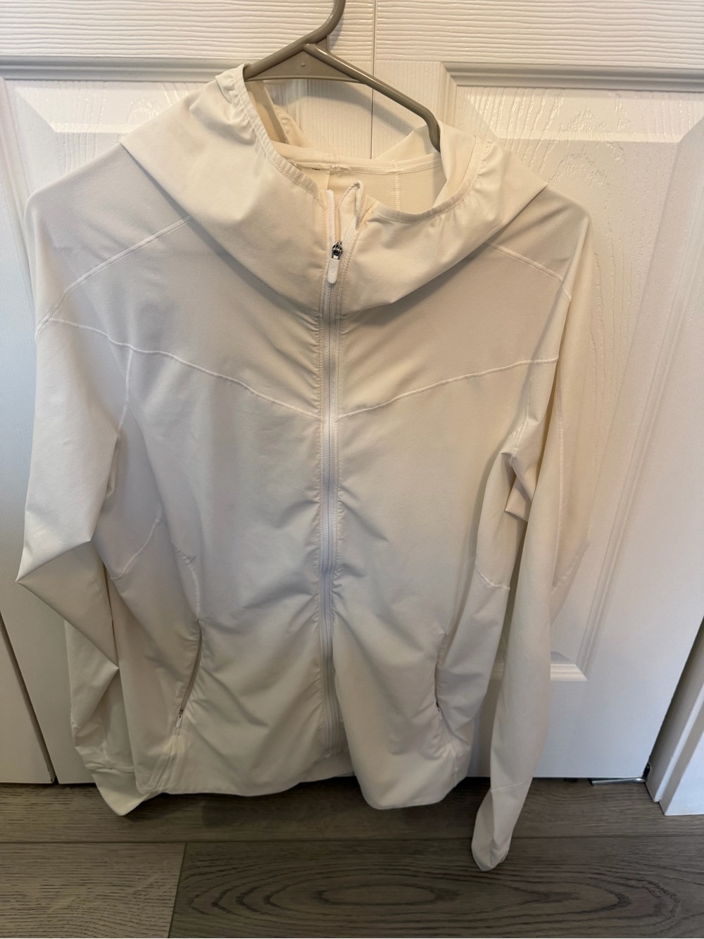 Lightweight White Hooded Zip Jacket - Women's